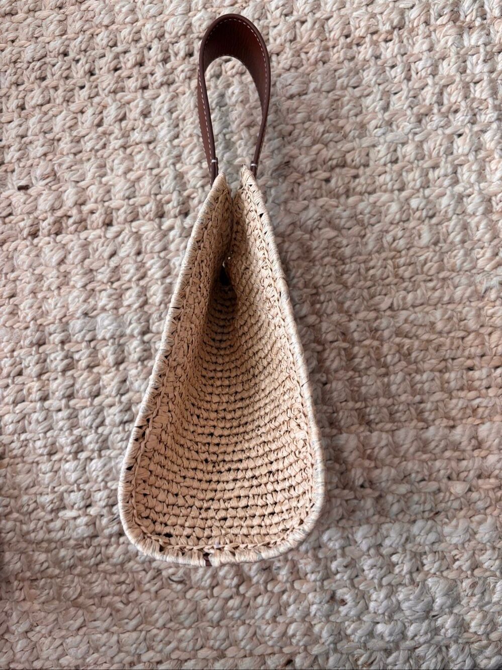 NWT J CREW  Raffia & Leather Bucket | Coastal Quiet Luxury Woven Top-handle bag - Picture 6 of 10